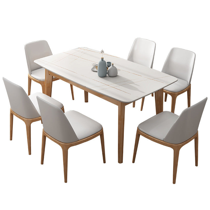 Mesa de comedor Simplicity, muebles rectangulares de piedra en blanco