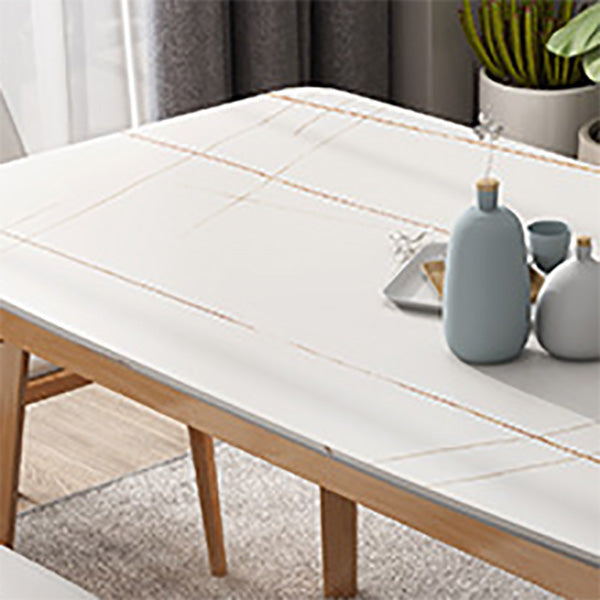 Mesa de comedor Simplicity, muebles rectangulares de piedra en blanco
