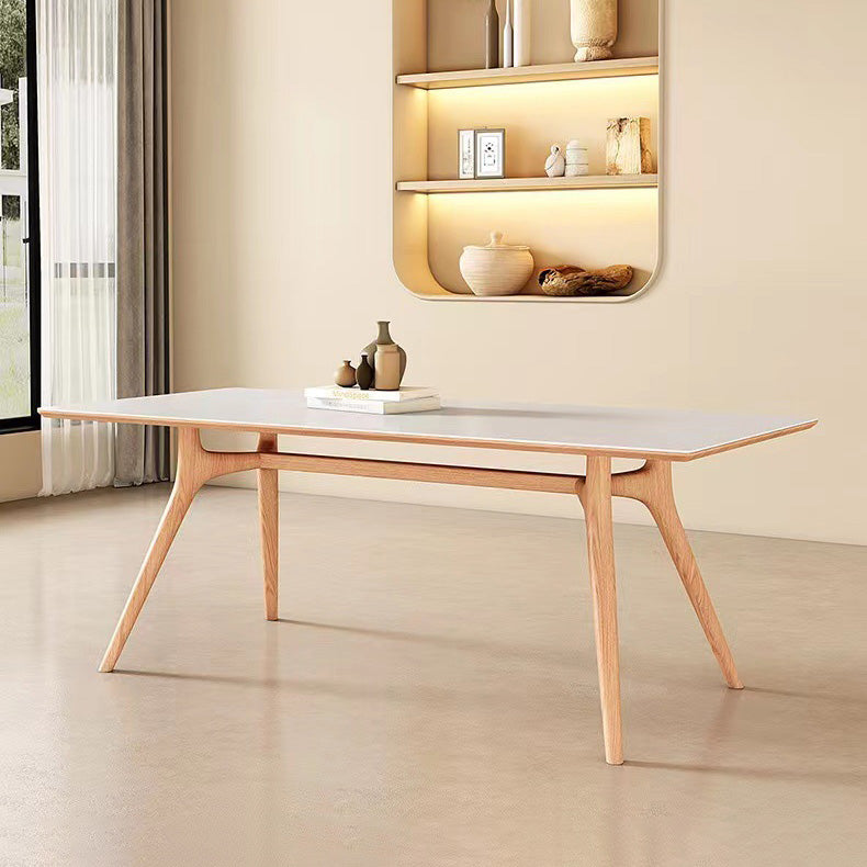 Simplicity Dinette Table Rectangle Stone Dining Room Table in White