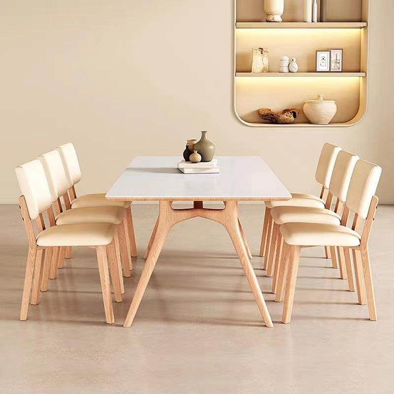 Simplicity Dinette Table Rectangle Stone Dining Room Table in White