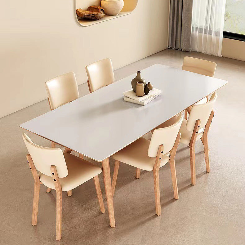 Simplicity Dinette Table Rectangle Stone Dining Room Table in White