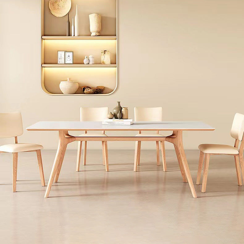 Simplicity Dinette Table Rectangle Stone Dining Room Table in White