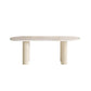 Simplicity Dinette Table Oval Stone Dining Room Table for Dining Room White 55.1"L x 27.6"W x 29.5"H Without Chairs Clearhalo 'Dining Tables & Seating' 'Dining Tables' 'dining_table' 'furn' 'furn_dining_table' 'Furniture' 'Kitchen & Dining Furniture' 6796843