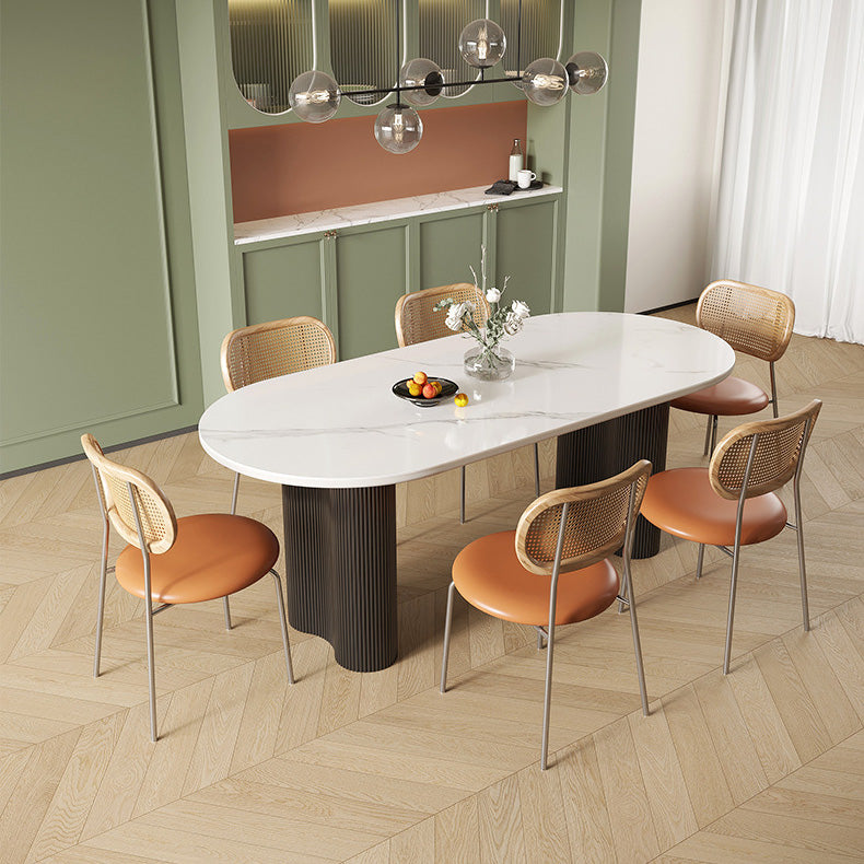 Simplicity Dinette Table Oval Stone Dining Room Table for Dining Room Clearhalo 'Dining Tables & Seating' 'Dining Tables' 'dining_table' 'furn' 'furn_dining_table' 'Furniture' 'Kitchen & Dining Furniture' 6796852