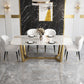 Glam Dinette Table Stone Rectangle Dining Room Table in White 70.9"L x 35.4"W x 29.5"H Without Chairs Clearhalo 'Dining Tables & Seating' 'Dining Tables' 'dining_table' 'furn' 'furn_dining_table' 'Furniture' 'Kitchen & Dining Furniture' 6796857