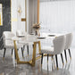 Glam Dinette Table Stone Rectangle Dining Room Table in White 63"L x 31.5"W x 29.5"H Without Chairs Clearhalo 'Dining Tables & Seating' 'Dining Tables' 'dining_table' 'furn' 'furn_dining_table' 'Furniture' 'Kitchen & Dining Furniture' 6796859