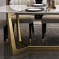 Glam Dinette Table Stone Rectangle Dining Room Table in White Clearhalo 'Dining Tables & Seating' 'Dining Tables' 'dining_table' 'furn' 'furn_dining_table' 'Furniture' 'Kitchen & Dining Furniture' 6796861