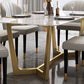 Glam Dinette Table Stone Rectangle Dining Room Table in White Clearhalo 'Dining Tables & Seating' 'Dining Tables' 'dining_table' 'furn' 'furn_dining_table' 'Furniture' 'Kitchen & Dining Furniture' 6796863