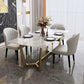 Glam Dinette Table Stone Rectangle Dining Room Table in White Clearhalo 'Dining Tables & Seating' 'Dining Tables' 'dining_table' 'furn' 'furn_dining_table' 'Furniture' 'Kitchen & Dining Furniture' 6796867