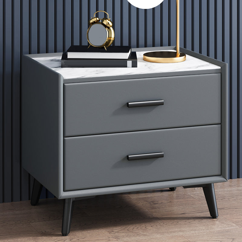 Mesa nocturna contemporánea de acabado antiguo con cajones