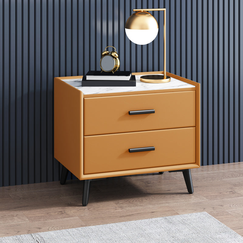 Mesa nocturna contemporánea de acabado antiguo con cajones