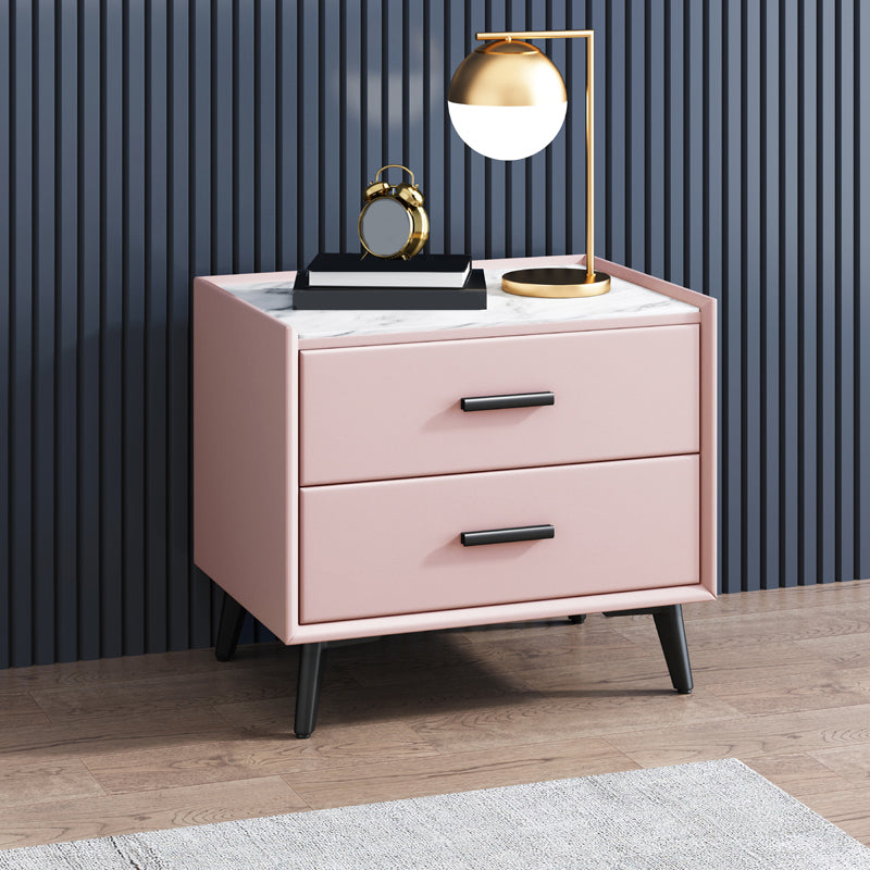 Mesa nocturna contemporánea de acabado antiguo con cajones