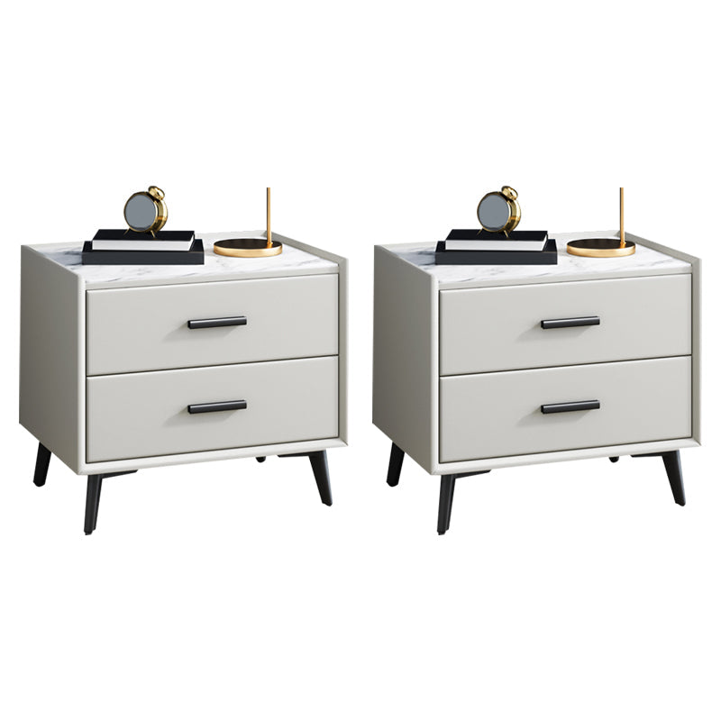 Mesa nocturna contemporánea de acabado antiguo con cajones