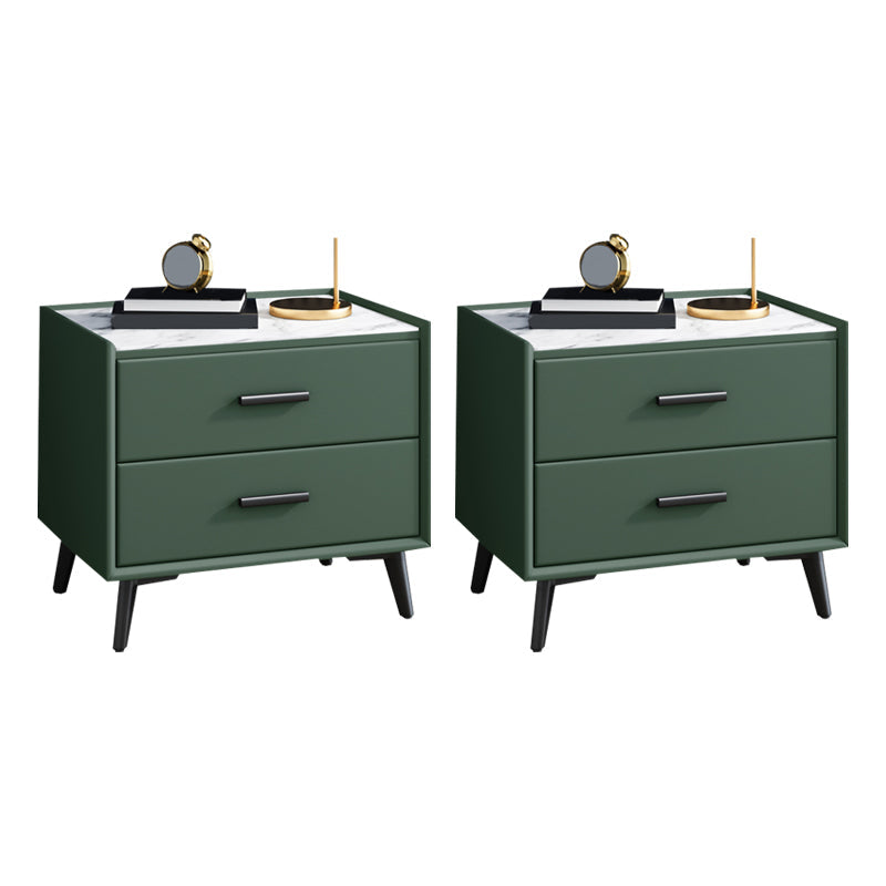 Mesa nocturna contemporánea de acabado antiguo con cajones