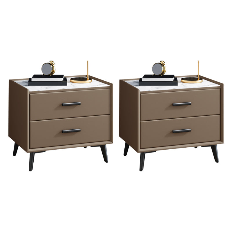 Mesa nocturna contemporánea de acabado antiguo con cajones