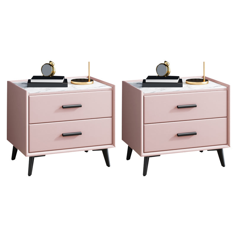 Mesa nocturna contemporánea de acabado antiguo con cajones