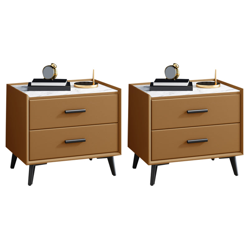 Mesa nocturna contemporánea de acabado antiguo con cajones