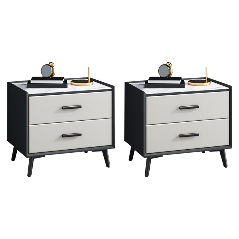 Mesa nocturna contemporánea de acabado antiguo con cajones