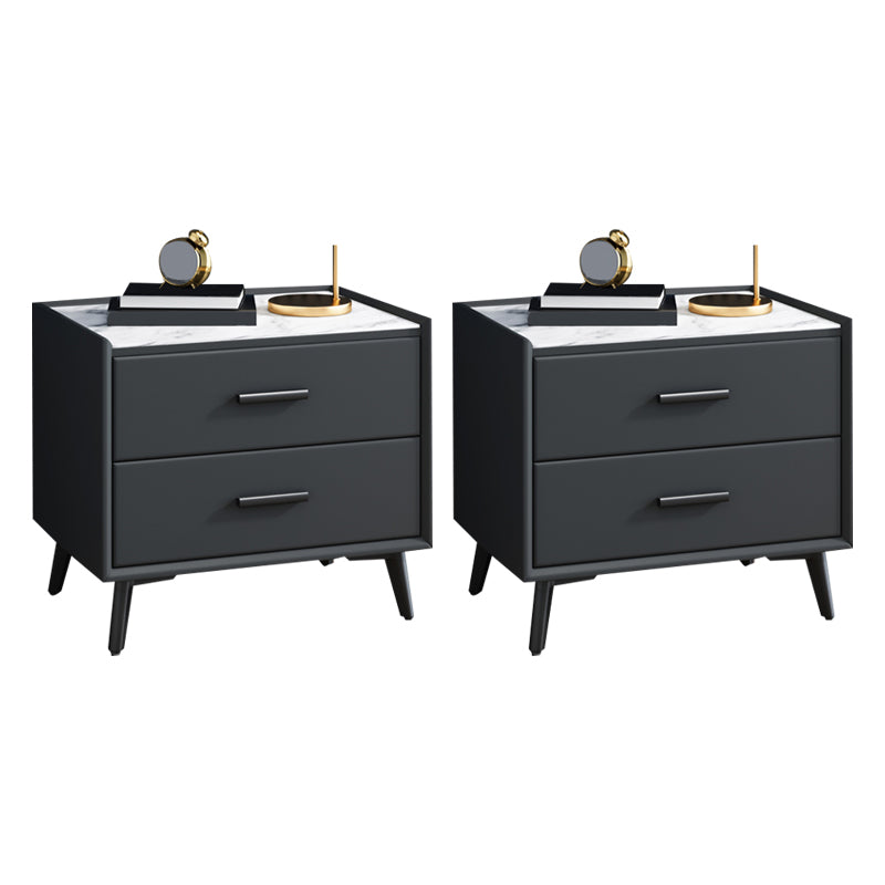 Mesa nocturna contemporánea de acabado antiguo con cajones