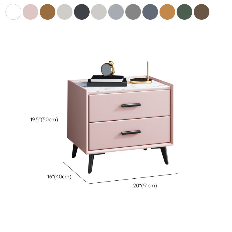 Mesa nocturna contemporánea de acabado antiguo con cajones