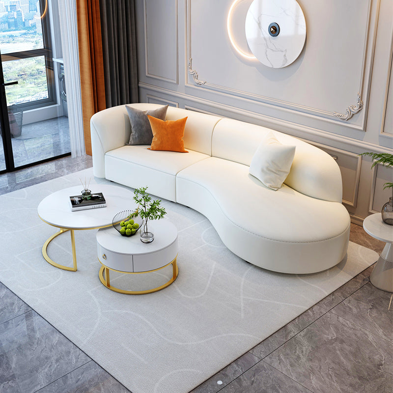 Braccio inclinato sezione sezionale moderna in pelle finta bianca sezionale