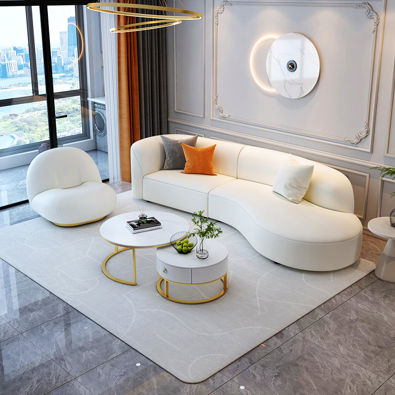 Braccio inclinato sezione sezionale moderna in pelle finta bianca sezionale