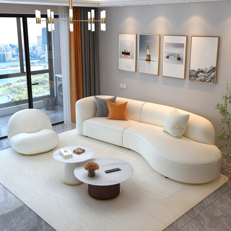 Braccio inclinato sezione sezionale moderna in pelle finta bianca sezionale