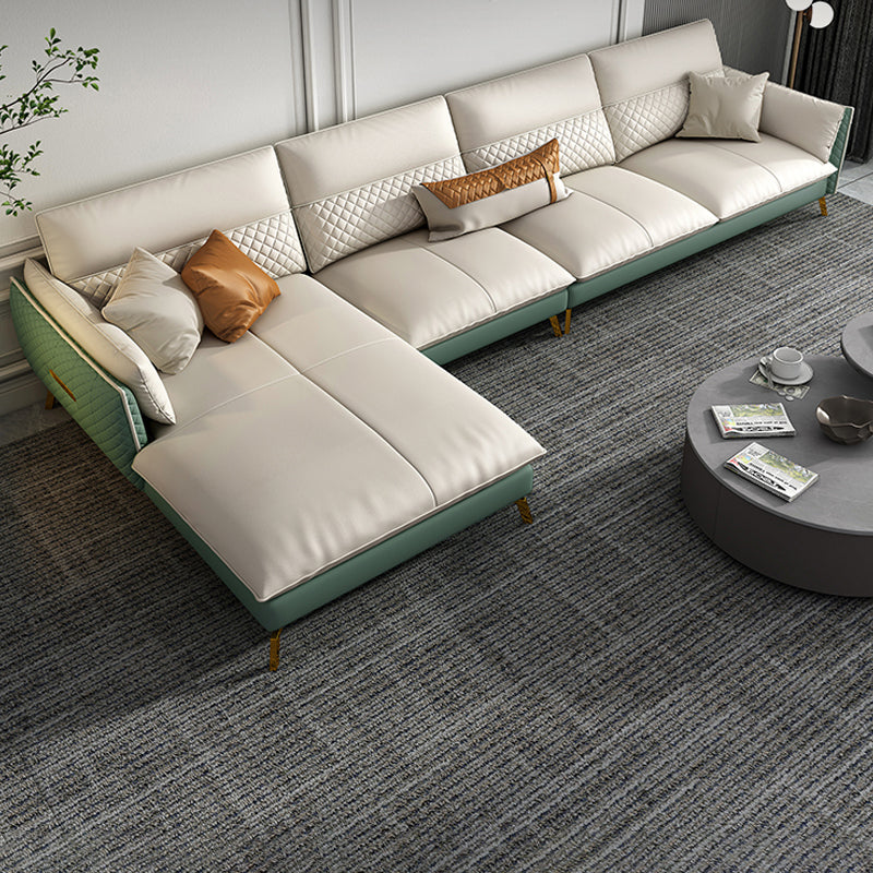 Divano sezionale in pelle autentica 35.43 "divano alto con cuscino