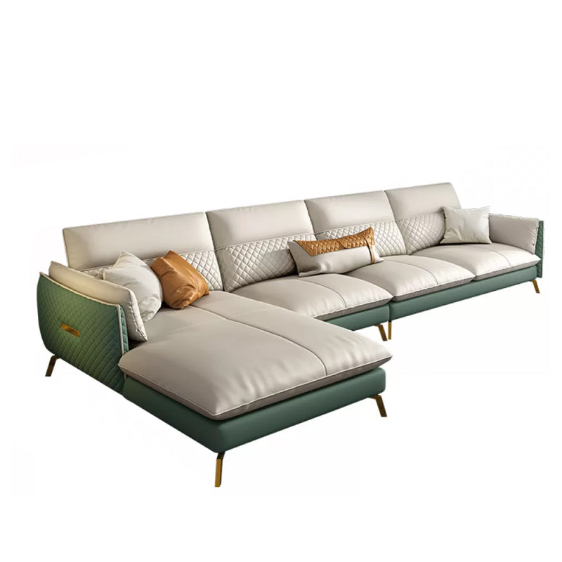 Divano sezionale in pelle autentica 35.43 "divano alto con cuscino