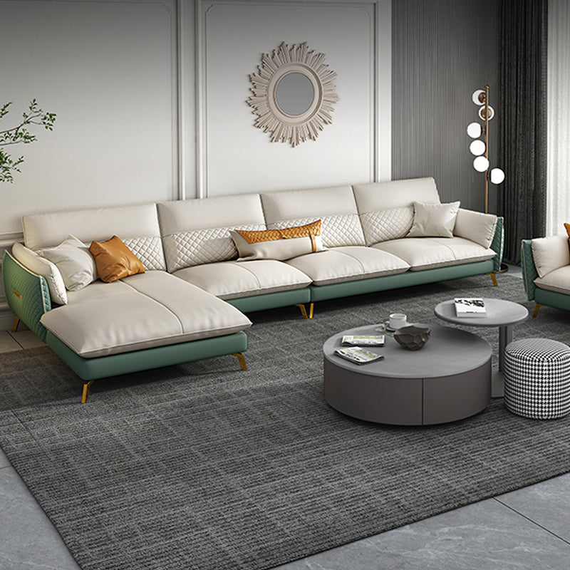 Divano sezionale in pelle autentica 35.43 "divano alto con cuscino