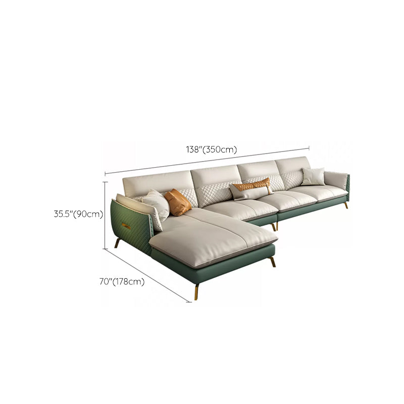 Divano sezionale in pelle autentica 35.43 "divano alto con cuscino