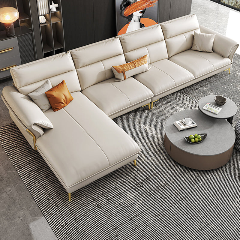 Divano sezionale in pelle autentica da 37,4 "divano ad alta crema con cuscino