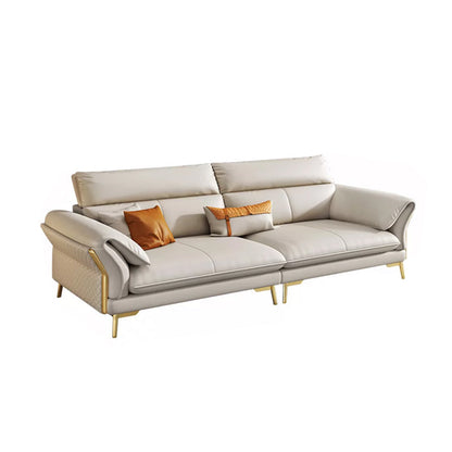 Divano sezionale in pelle autentica da 37,4 "divano ad alta crema con cuscino