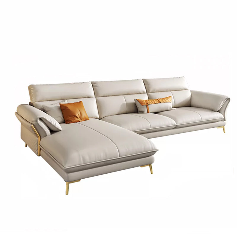 Divano sezionale in pelle autentica da 37,4 "divano ad alta crema con cuscino