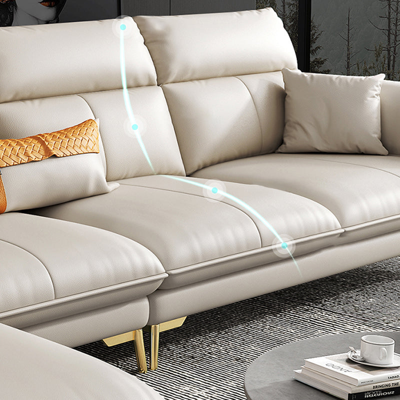 Divano sezionale in pelle autentica da 37,4 "divano ad alta crema con cuscino