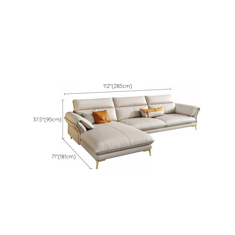 Divano sezionale in pelle autentica da 37,4 "divano ad alta crema con cuscino