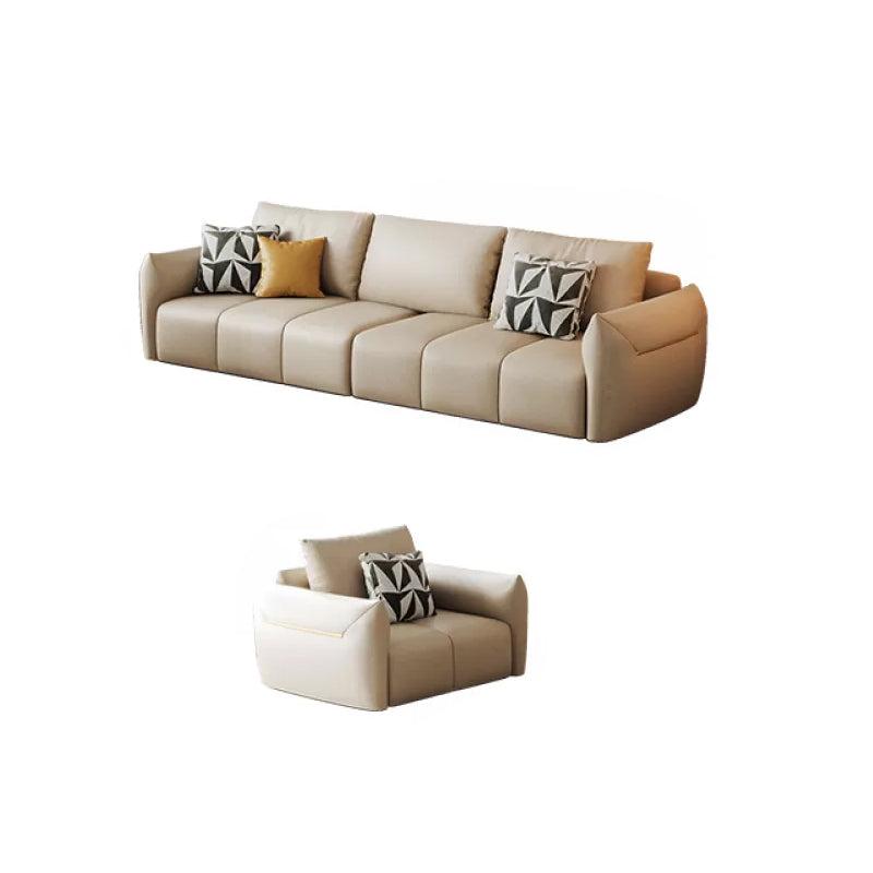 Canapé en coupe en cuir en faux cuir 32.28 "canapé crème haut avec coussins arrière