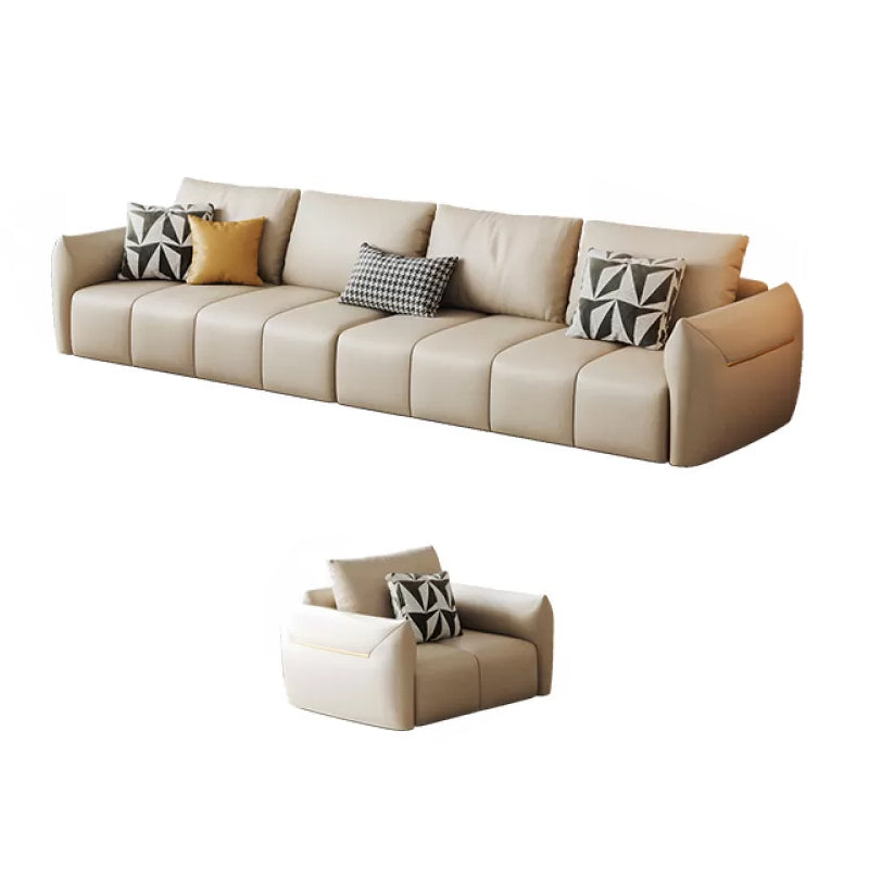 Canapé en coupe en cuir en faux cuir 32.28 "canapé crème haut avec coussins arrière