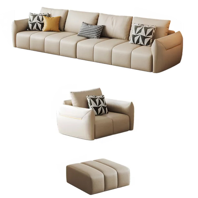 Canapé en coupe en cuir en faux cuir 32.28 "canapé crème haut avec coussins arrière