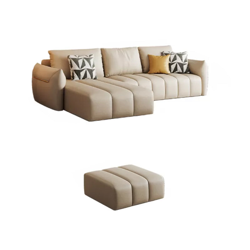 Canapé en coupe en cuir en faux cuir 32.28 "canapé crème haut avec coussins arrière