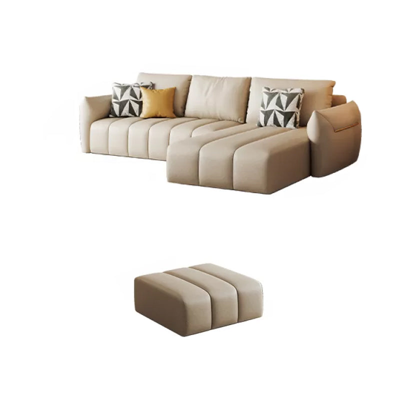 Canapé en coupe en cuir en faux cuir 32.28 "canapé crème haut avec coussins arrière