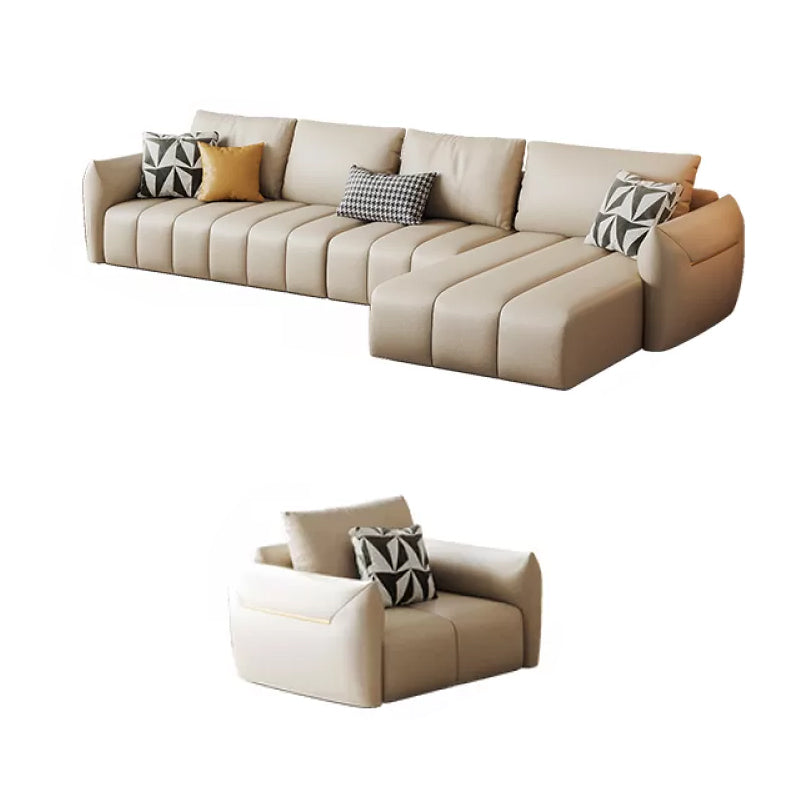 Canapé en coupe en cuir en faux cuir 32.28 "canapé crème haut avec coussins arrière