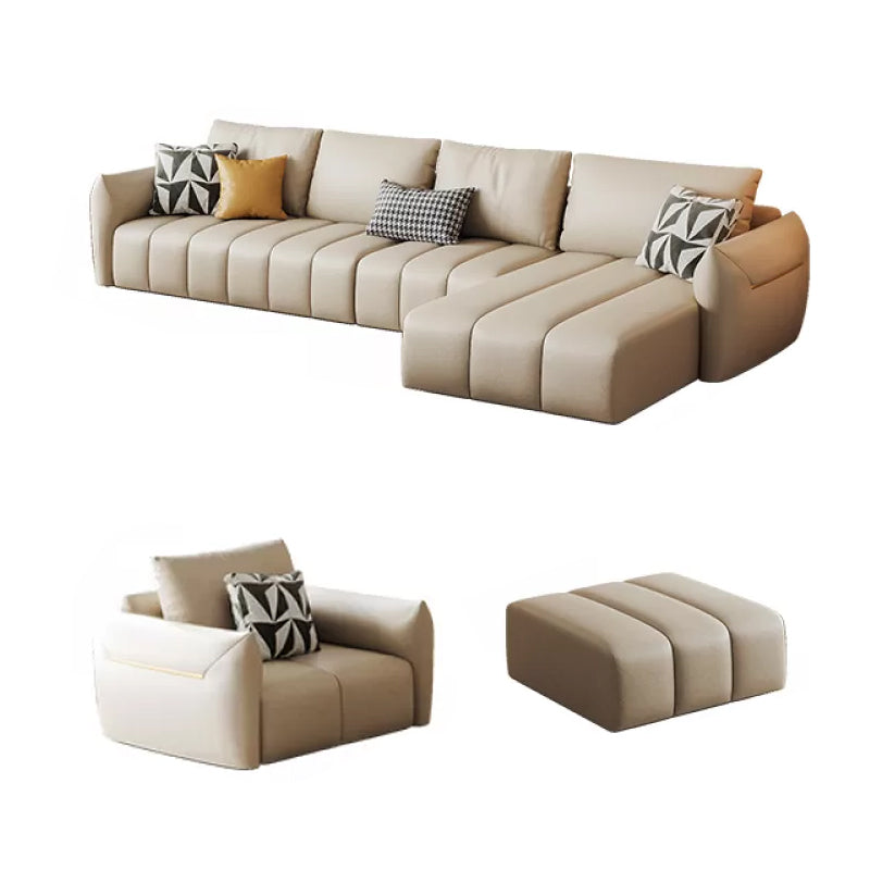 Canapé en coupe en cuir en faux cuir 32.28 "canapé crème haut avec coussins arrière