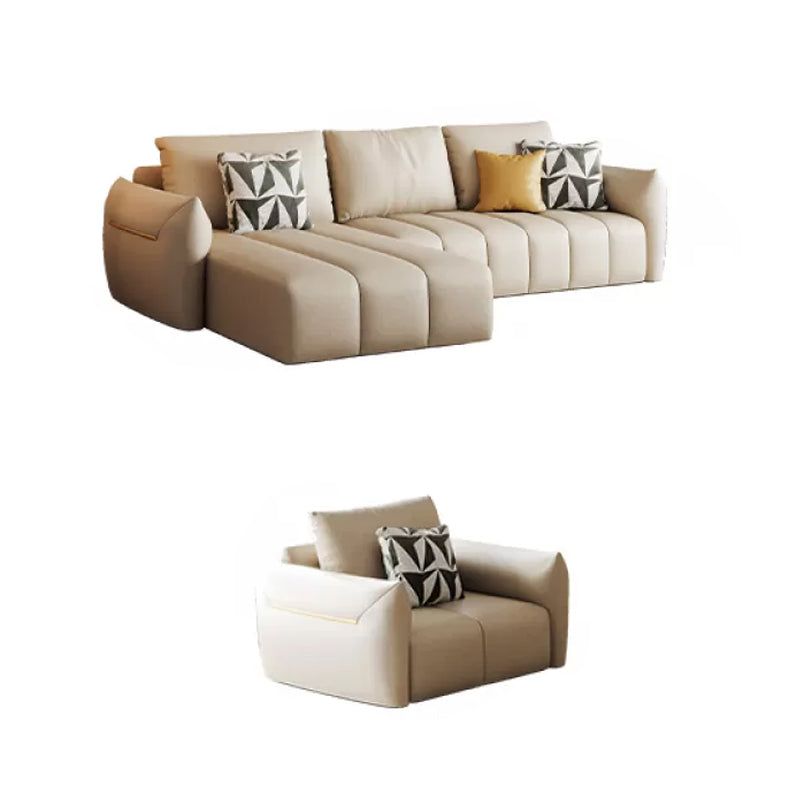 Canapé en coupe en cuir en faux cuir 32.28 "canapé crème haut avec coussins arrière