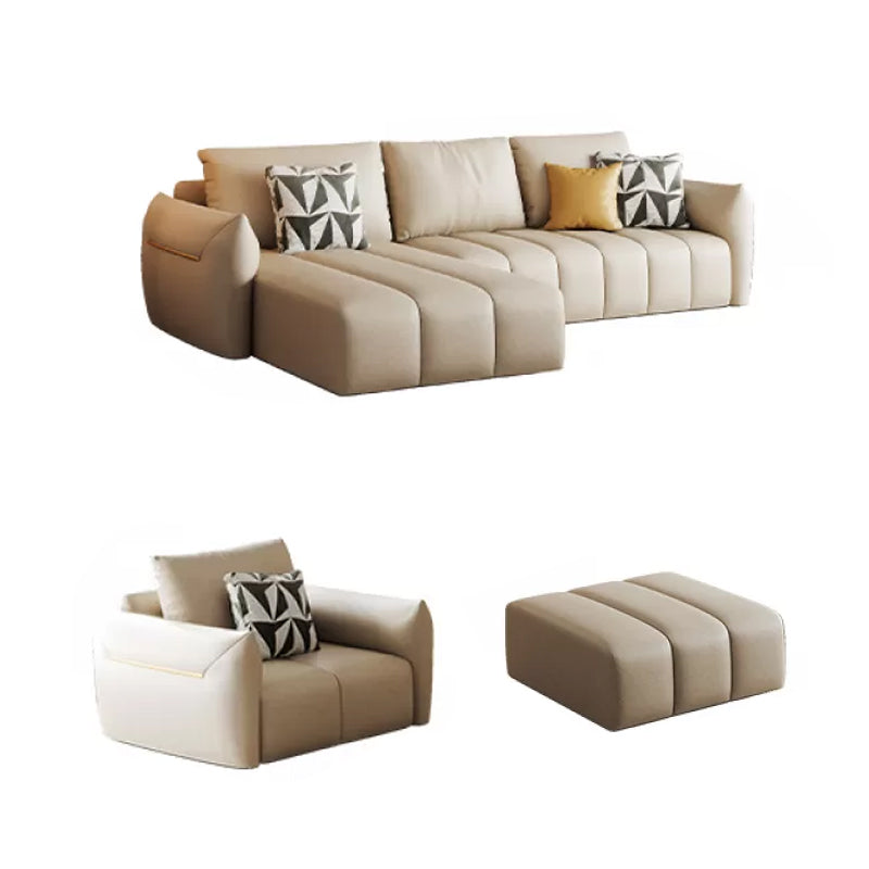 Canapé en coupe en cuir en faux cuir 32.28 "canapé crème haut avec coussins arrière