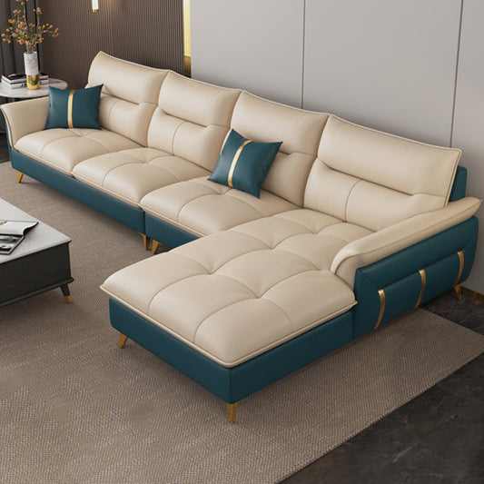 Divano sezionale in pelle autentica da 35,82 "divano ad alta crema con cuscino