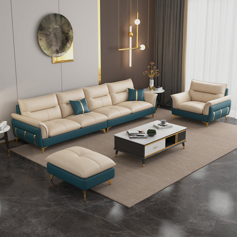 Divano sezionale in pelle autentica da 35,82 "divano ad alta crema con cuscino