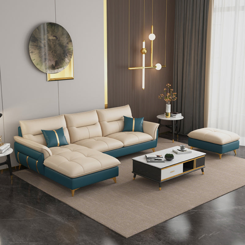 Divano sezionale in pelle autentica da 35,82 "divano ad alta crema con cuscino