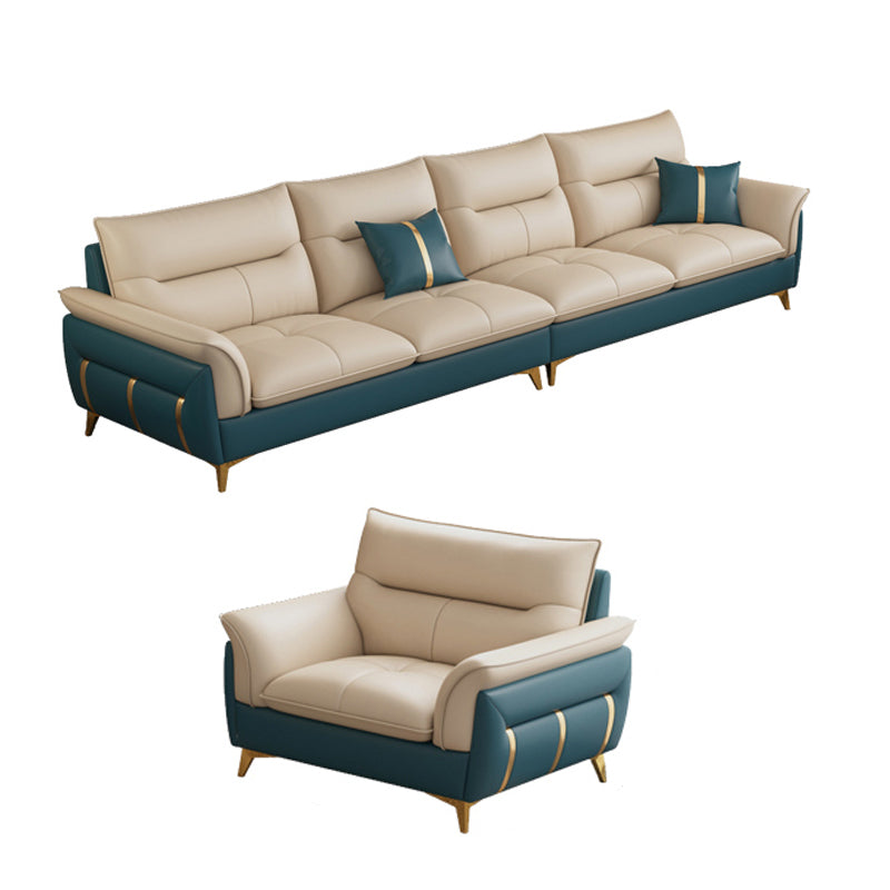 Divano sezionale in pelle autentica da 35,82 "divano ad alta crema con cuscino