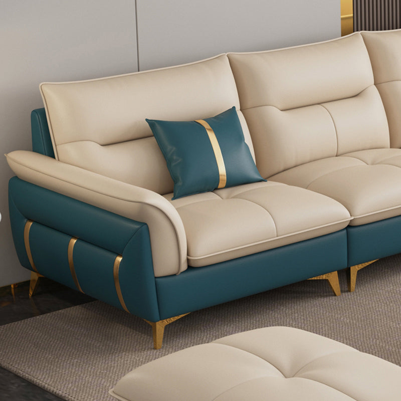 Divano sezionale in pelle autentica da 35,82 "divano ad alta crema con cuscino